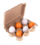 Jucarie tip Montessori, Set 6 oua in cofraj, din lemn, Oem