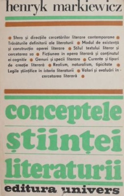 Conceptele stiintei literaturii - Henryk Markiewicz foto