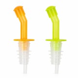 Cumpara ieftin Set 2 dopuri picuratoare pentru sticle, portocaliu si verde, dozatoare cu capac pentru turnarea lichidelor