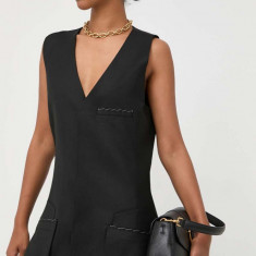 Victoria Beckham rochie din amestec de lana culoarea negru, mini, mulata