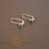 Cercei Placati cu Aur cu Tortita Clasica si Cristal Zirconia Verde
