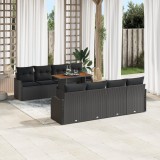 Set de sofa pentru grădină vidaXL 9 piese cu perne Negru Poliratan