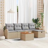 Cumpara ieftin Set de canapele pentru grădină cu pernă 6 pcs Bej Rattan poli