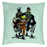 Cumpara ieftin Perna Decorativa cu Naruto team, 40x40 cm, Verde Menta, Husa Detasabila, Burduf