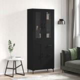 Cumpara ieftin Dulap &icirc;nalt, negru, 69,5x34x180 cm, lemn compozit