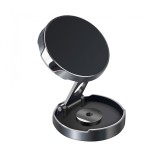 Suport de telefon, flippy, cu adeziv, din abs si magnet, pliabil, diametru 4.4 cm, universal, negru