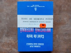 Caiet de teste medicina interna aparat respirator, digestiv , 2 volume - Florina Filip, George Ioan Pandele, 1994
