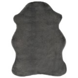 Cumpara ieftin Covor, gri &icirc;nchis, 65 x 95 cm, blană ecologică de iepure