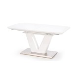 Masa extensibila living HM Mistral, cadru metalic, MDF lacuit, 140-180x80x76 cm, 6 persoane, alb