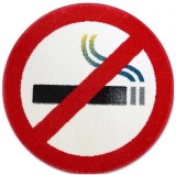 Cumpara ieftin Covor Rotund Model Kolibry NO SMOKING 11170-110, Marime 67 x 67 cm, Alb, Rosu, Inaltime Fir 9 mm, Antialergic, Polipropilena, Living, Dormitor, Sufrag