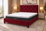 Cumpara ieftin Pat Hypnotic 160x200 cm Tapitat Catifea Burgundy cu Somiera Inclusa