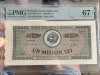 1000000 lei 1947 PMG67 UNC bancnota gradata