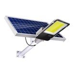 Proiector LED eMazing, cu suport metalic inclus, 38,5 cm x 14,2 cm, IP65, cu Panou Solar, 240 COB LED, 100 W, Timer, Telecomanda, intensitate reglabil