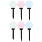 Set 6 Lampi Solare Gradina RGB vidaXL, 20cm, LED, Sferice, Albe, Exterior, IP44
