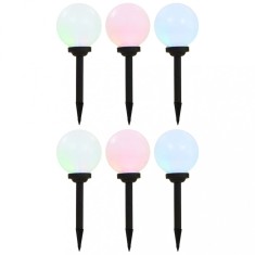 vidaXL Lămpi solare de exterior, 6 buc., 20 cm, RGB, sferic, LED