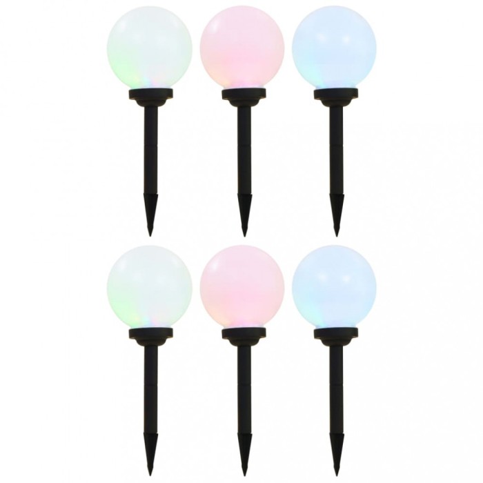 Lămpi solare de exterior, 6 buc., 20 cm, RGB, sferic, LED