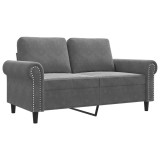 Cumpara ieftin Canapea cu 2 locuri, gri inchis, 120 cm, catifea