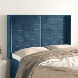 VidaXL Tăblie pat cu urechi albastru &icirc;nchis 147x16x118/128 cm catifea 3119772