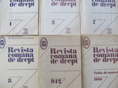 Revista romana de drept Nr. 7 ,Tabla de materii/1989 (2 reviste) foto