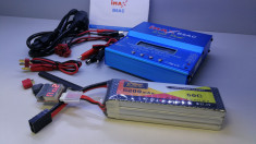 Set acumulator 11.1v lipo 5200 mah 3S 11.1v 50C + incarcator IMAX B6AC foto