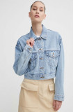 Cumpara ieftin Abercrombie &amp; Fitch geaca jeans femei, de tranzitie, oversize