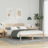 Cadru de pat cu headboard Maro 140 x 220 cm Lemn de brad solid