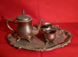 Set ceai/cafea interbelic |alama argintata| piese romanesti