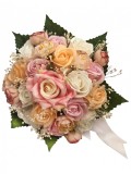 Buchet mediu personalizabil cu trandafiri, mini bujori si floarea miresei (Alb, Roz, Somon), Eventissimi&reg;