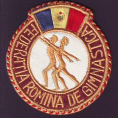 1953 Federatia Romana de Gimnastica, emblema sportiva RPR, brodata