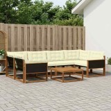 vidaXL Set de canapele de exterior cu pernă 7 pcs Natural și Crem 3381270