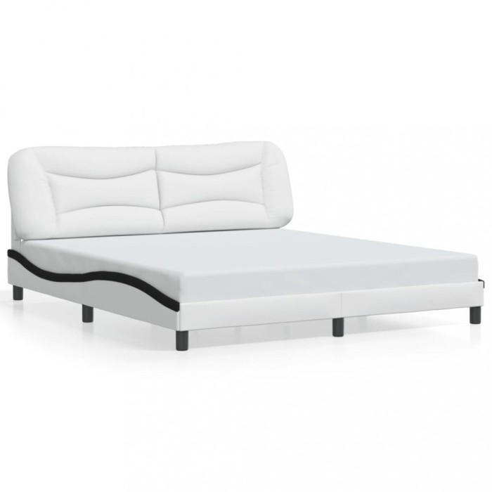 Cadru de pat fara saltea Hvar alb si negru 180x200cm piele artificiala