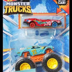 Hot Wheels Monster Truck Si Masinuta Metalica Night Shifter