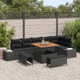 Set canapea grădină vidaXL 9 piese cu perne negre poliratan, Set canapea grădină vidaXL 2 locuri cu stocare &amp; perne negre poliratan, Set dining grădin