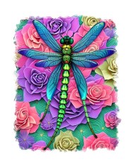 Sticker decorativ, Libelula, Roz, 70 cm, 6708ST foto