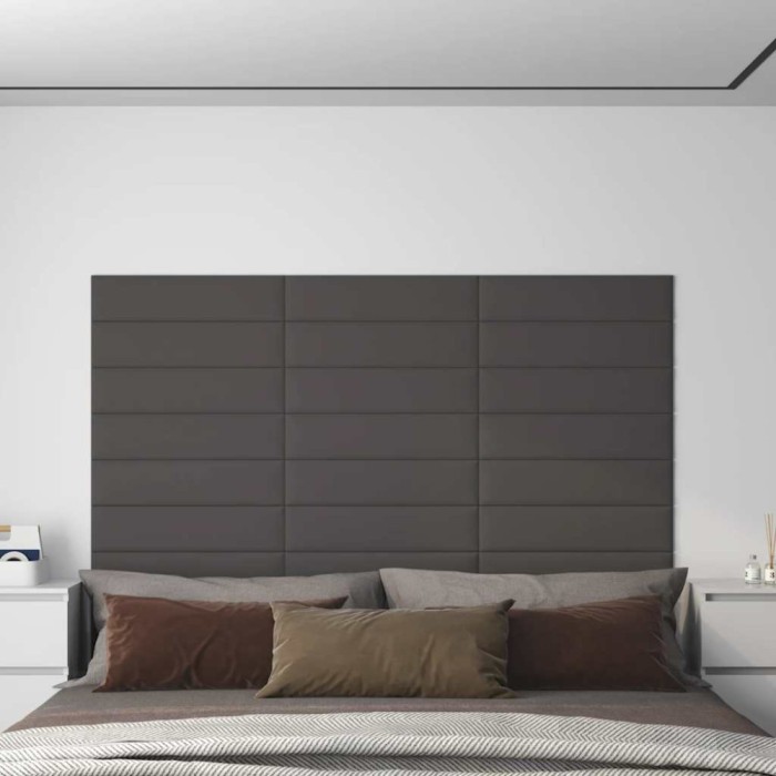 vidaXL Panouri de perete, 12 buc. gri &icirc;nchis 60x15 cm textil 1,08 m&sup2; 343818