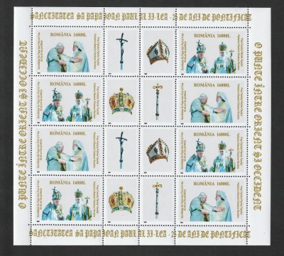 Romania 2003 - #1621B Papa Ioan Paul al II-lea 25 Ani de Pontificat M/S 1v MNH foto