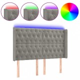 Cumpara ieftin Tablie de pat cu LED, gri deschis, 147x16x118/128 cm, catifea