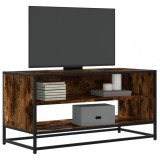 VidaXL Comodă TV, stejar fumuriu, 91x40x46 cm lemn prelucrat și metal