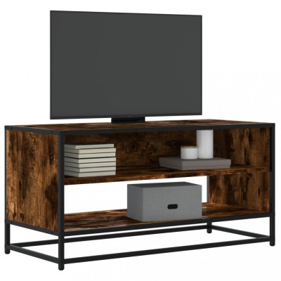 vidaXL Comodă TV, stejar fumuriu, 91x40x46 cm lemn prelucrat și metal 848886 foto