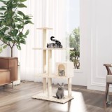 VidaXL Ansamblu de pisici cu st&acirc;lpi din funie de sisal, crem, 119 cm