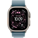 Apple Watch Ultra 3, GPS + Cellular, Carcasa Natural Titanium 49mm, Light Blue Alpine Loop - Large