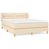 Cumpara ieftin Pat box spring cu saltea, crem, 140x200 cm, textil