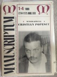 REVISTA MANUSCRIPTUM/NUMAR SPECIAL CRISTIAN POPESCU: ARTA POPESCU (NR. 1-4/1999)