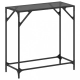 Masuta cafea Gossi sticla neagra 80x35x81 cm otel living moderna