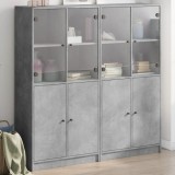 vidaXL Bibliotecă cu uși, gri beton, 136x37x142 cm, lemn compozit