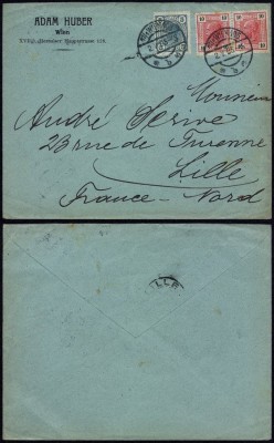 Austria 1905 Postal History Rare Old Cover Vienna to Lille France DB.295 foto