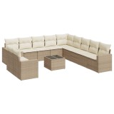 Set canapele de gradina cu perne, 12 piese, bej, poliratan
