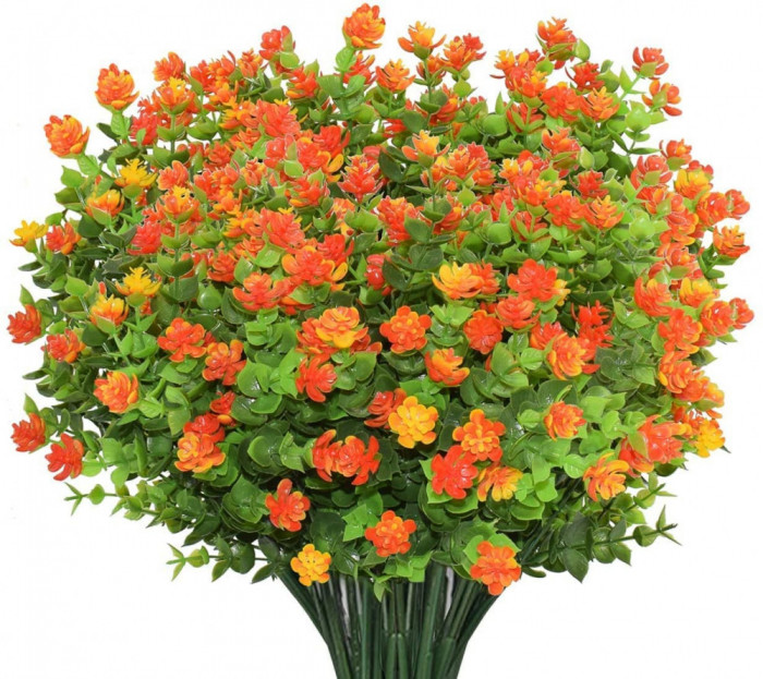 10 pachete de Flori Artificiale; Tufe Artificiale; Flori Artificiale; Rezistente la UV; Arbuști de Verdeață din Plastic; Plante pentru Aranjamente Flo
