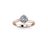 Inel de logodnă din aur roz de 14k, decorat cu piatră de zirconiu - 58