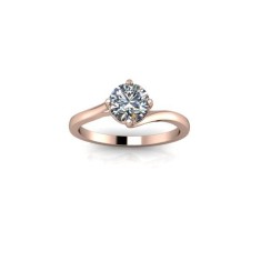 Inel de logodnă din aur roz de 14k, decorat cu piatră de zirconiu - 56